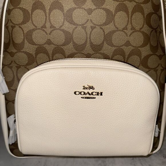NWT Coach Court Brown Backpack In Blocked Signature Canvas $498 Retail - Picture 12 of 15